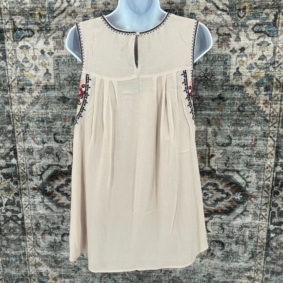 En Creme Rayon Mini Dress Size S  Cream Embroidered Upper Body Knee Length - Picture 9 of 13